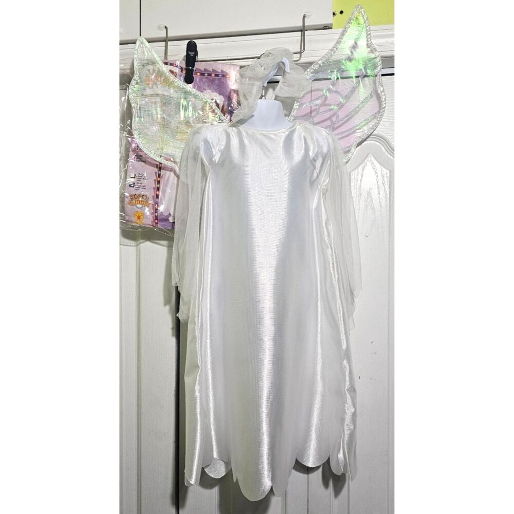 Angel Costume 2-4 Toddler Halloween Christmas Nativity White Robe Wings Halo Kid